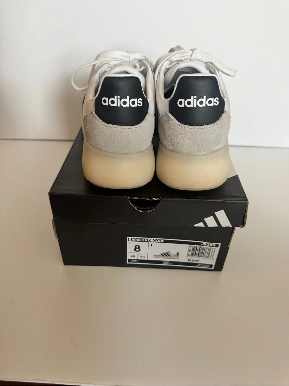 adidas White, Black & Light Gray Retro-Inspired Sneakers size 8